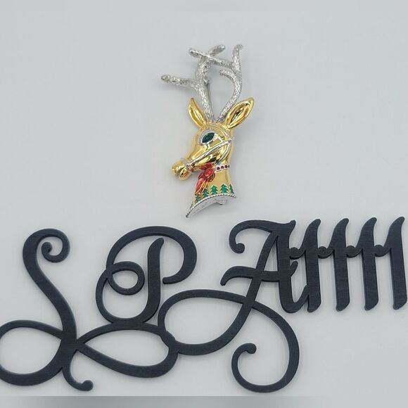 Butler Christmas Reindeer 2005 Brooch Goldtone Silvertone Collector Pin #1161 - Picture 3 of 9